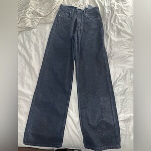 ZARA 6045/212 metallic foil baggy wide leg dark blue jeans size 2 new with tags